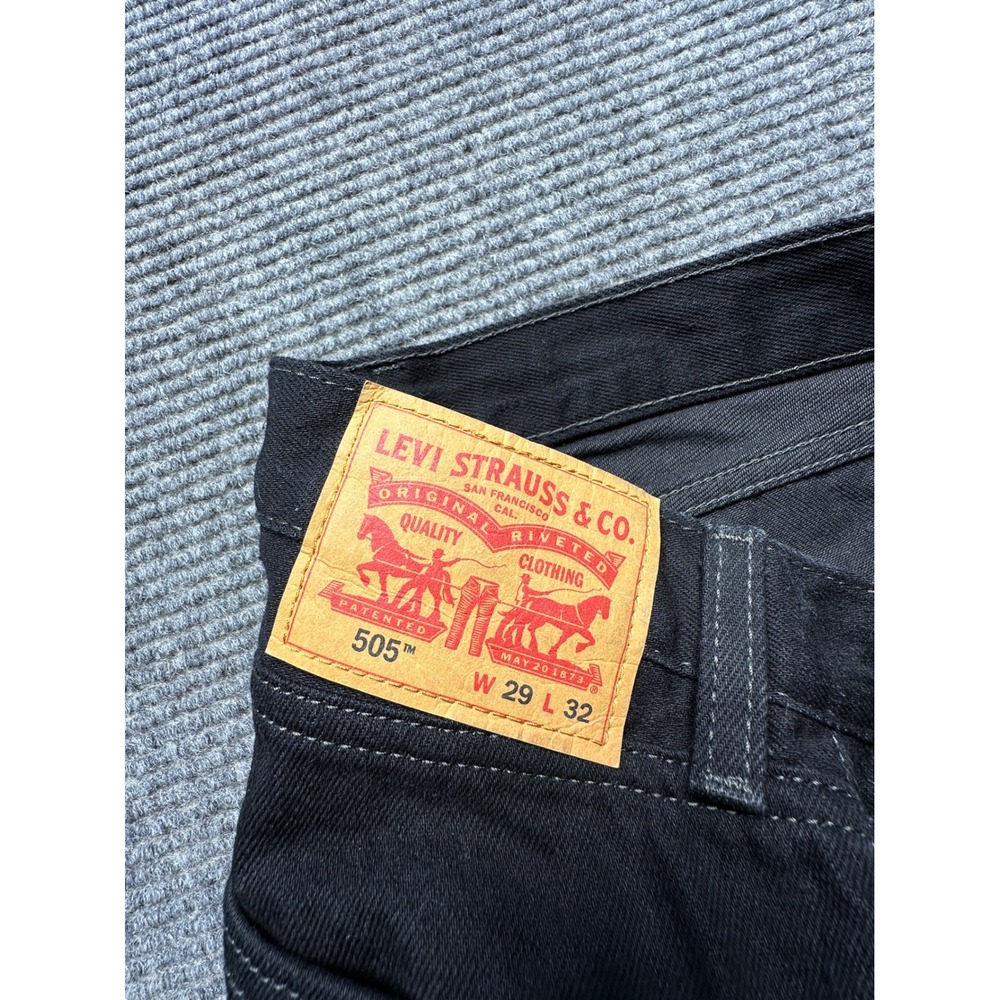 Levi's 505 Jeans Mens 29x32 (Fits 29x31) Black Regular Fit Straight Leg Denim - Picture 4 of 9